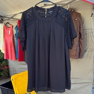 Torrid Black Lace Sleeve Blouse